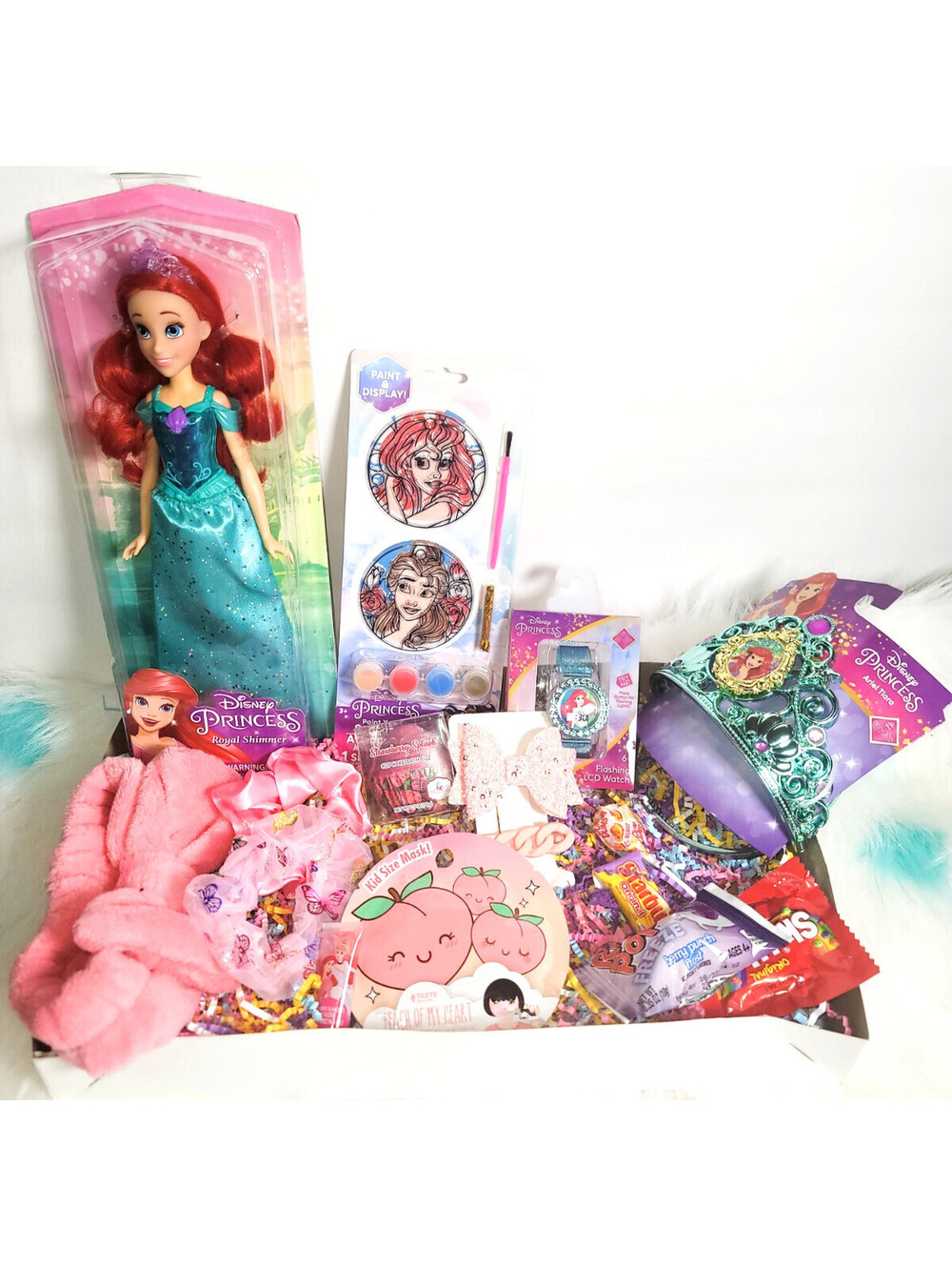 New Disney Girls Gift Box with Ariel Doll, Princess Crown
